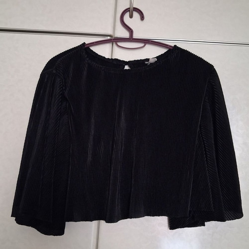 Women's Pleated Blouse new, black, size 44, 3/4 sleeves