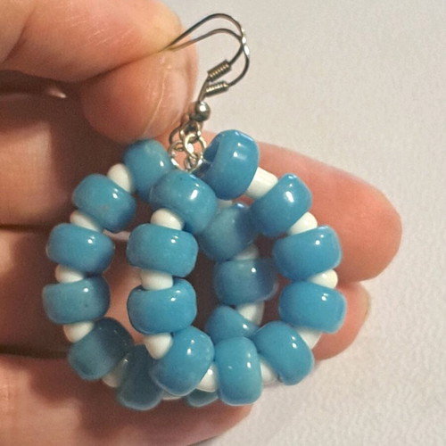 Earrings with blue and white beads like new