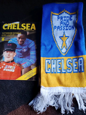 Chelsea lot used with scarf and 1985 match programme