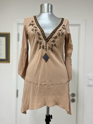 Karen Millen boho τοπ μεταχειρισμένο, μετάξι με λεπτομέρειες από χάντρες, μέγεθος UK 10 US6 EU38