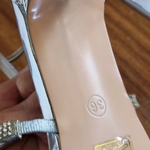Nak silver high-heeled sandals used, size 36