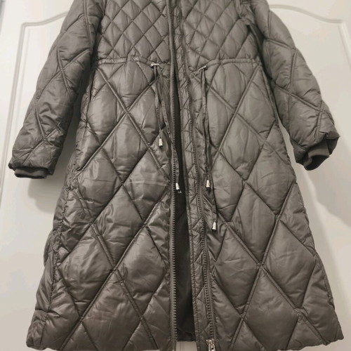 Women's long quilted coat DOCA size M like new, brown/gray