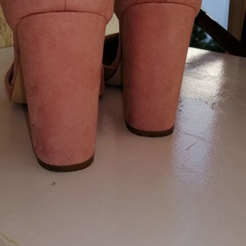 Pink heels used with strap and square heel size 38