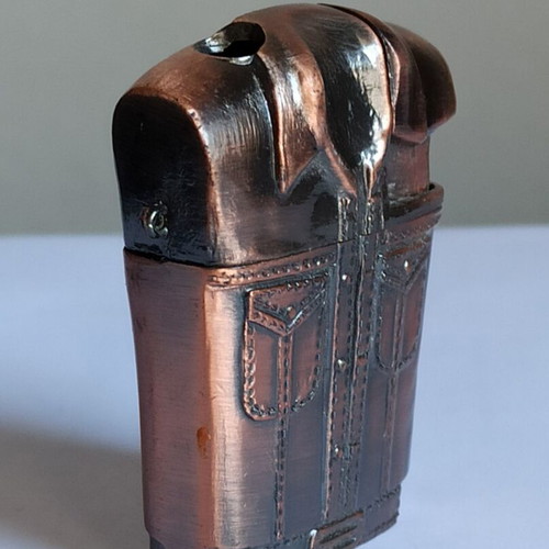 Vintage metal windproof lighter with shirt design, like new
