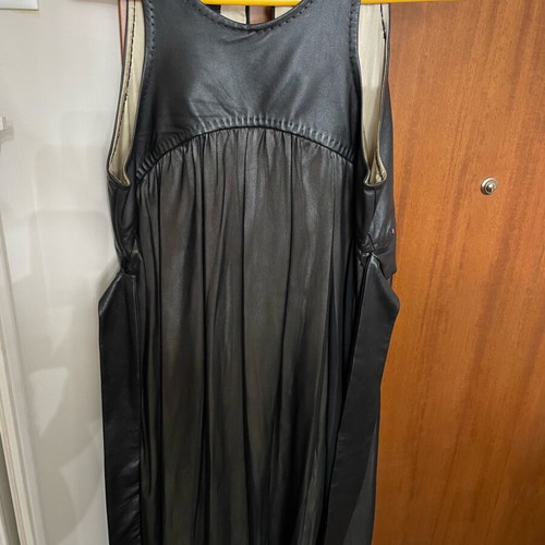Rococo dress like new, leather halter bust, satin champagne double fabric
