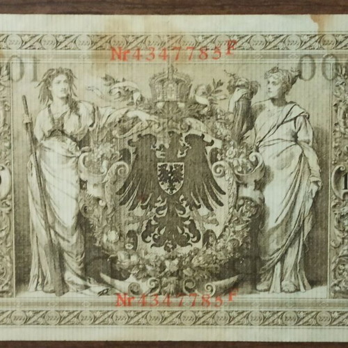 Collectible paper money used, set of 2, German Reich 1910