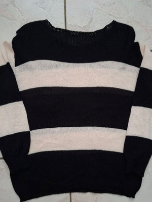 H&M Women's Striped Knit Sweater Oversized Black White New