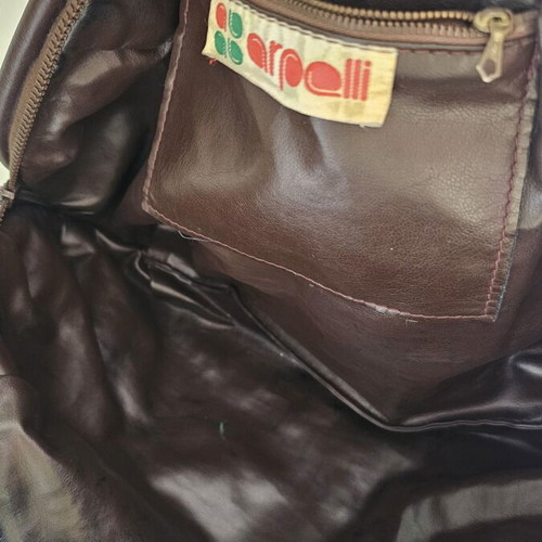 Leather-suede handbag used, brown