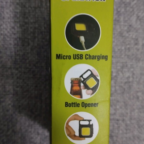Mini LED Keychain with Three Flashlight Modes, Rechargeable, Magnet, and Opener