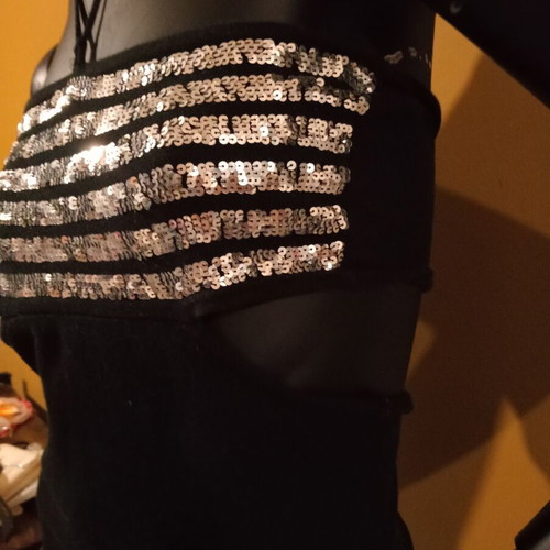 MNG Jeans Halterneck Top L New Black Silver Sequins