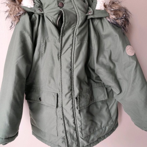 Name It winter jacket with lining and detachable hood for boy like new, size 6, green