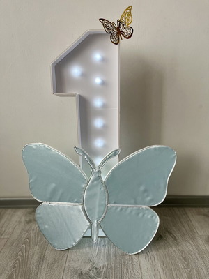 Handmade satin butterfly and purple butterfly