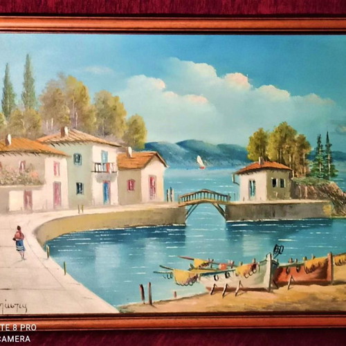 Painting G. Depastas (Psarochori 2) on canvas like new with frame