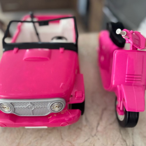 Barbie car and motorcycle like new
