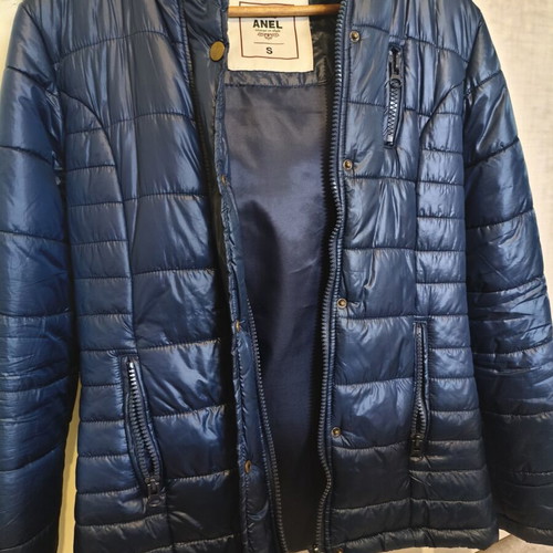 Anel Women's Blue Quilted Puffer Jacket Size S with Hood like new