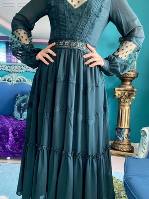 True Decadence dark cypress chiffon dress like new, size XS