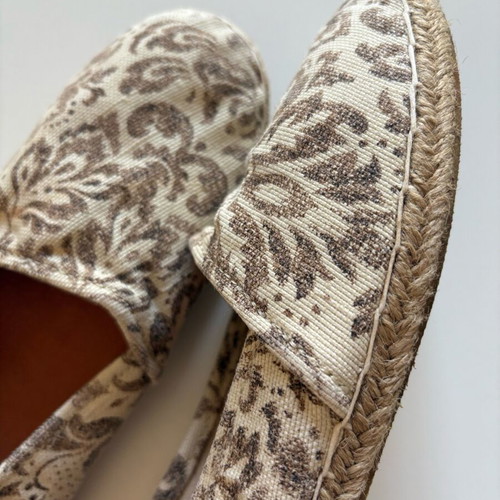 Dots handmade espadrilles used, size 38, beige multicolor