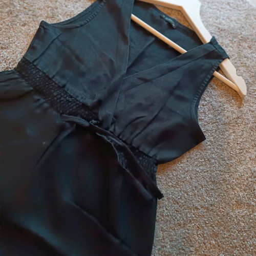 Te quiero summer dress black linen used, size 36