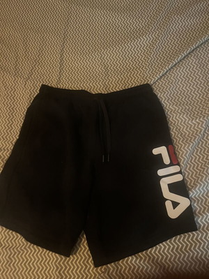 Fila shorts with side logo, size L, black and red