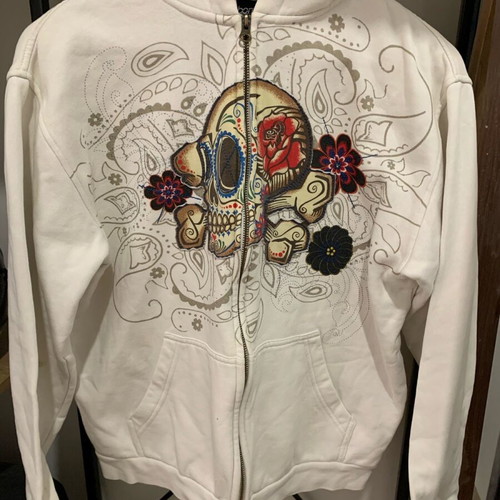 Billabong men's hoodie size S like new, white with skull design