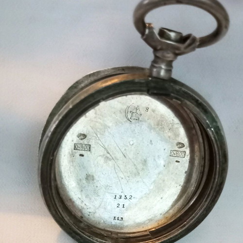 Silver case 800 for pocket watch like new, vintage, 39.3gr, 5cm diameter