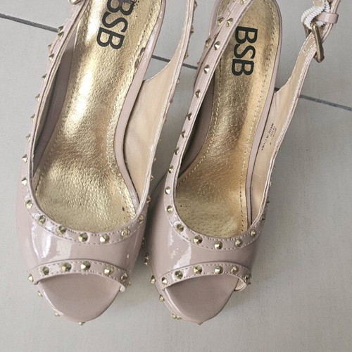 BSB Nude Evening Shoes Peep-Toe Platforms Like New, Leather Size 36-37