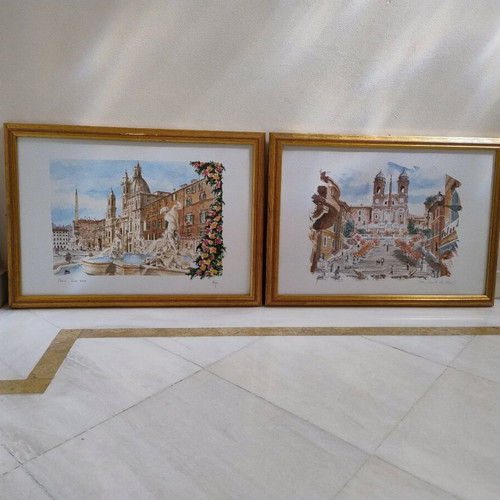 Paintings like new, cardboard prints with Italy theme, set of 2