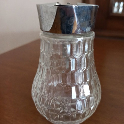 Glass container for honey sugar milk like new, inox lid