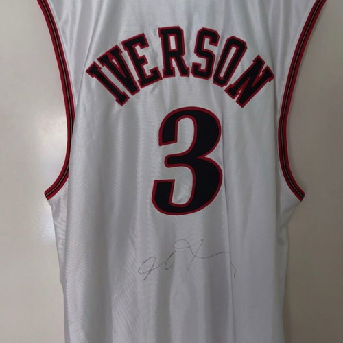 Iverson Sixers jersey used with autograph and certification, size XXL