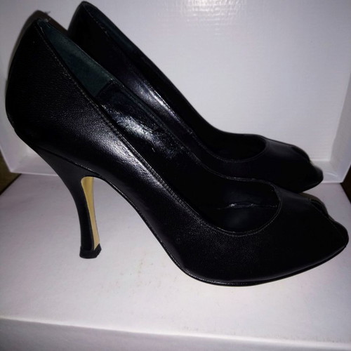 Papnikolaou leather peep-toe shoe used, size 36, black