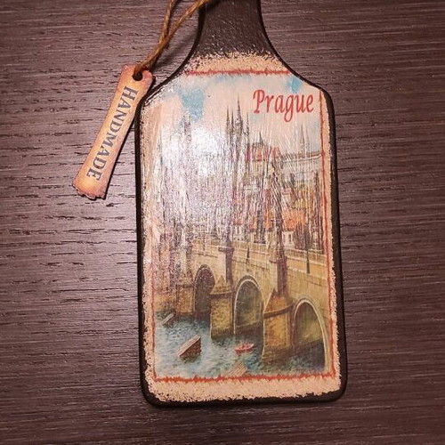 Decorative cutting board new with painted Charles Bridge Prague