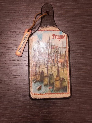 Decorative cutting board new with painted Charles Bridge Prague