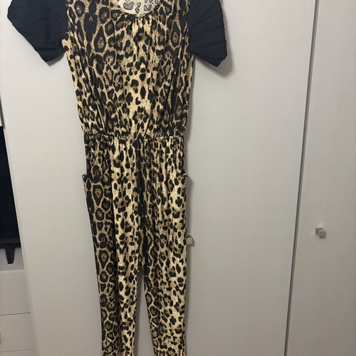 Leopard Print Jumpsuit with Black Sleeves XL/XXL like new