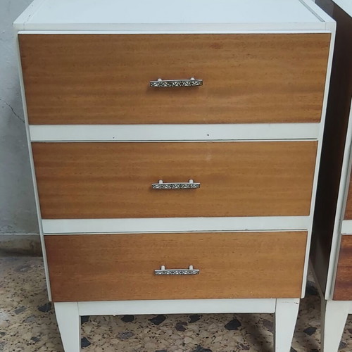 Κομοδίνα Vintage 70s 2τμχ από μασίφ ξύλο σε άριστη κατάσταση