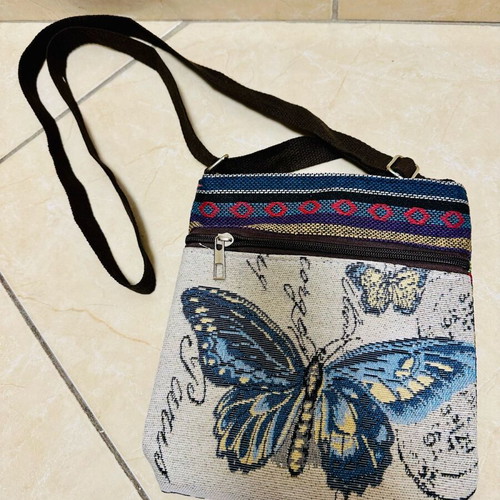 Fabric crossbody bag new with butterfly design multicolor