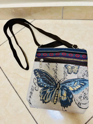 Fabric crossbody bag new with butterfly design multicolor