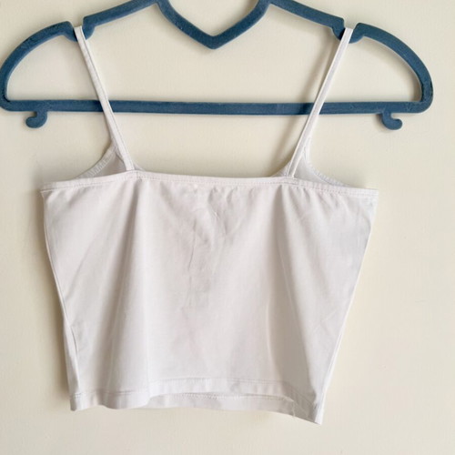 White Crop Top with Thin Straps like new, size XS
