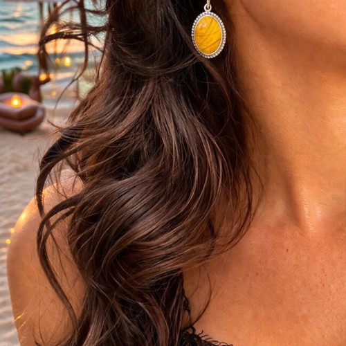 White Baltic Amber Earrings with Sterling Silver 925 new