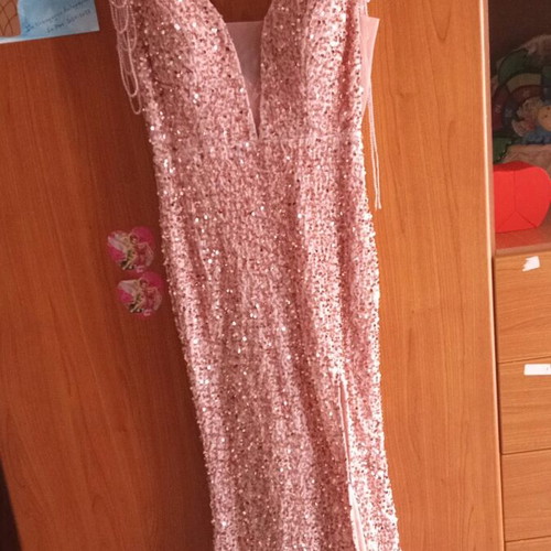 Formal shiny mermaid dress pink gold, like new, size S