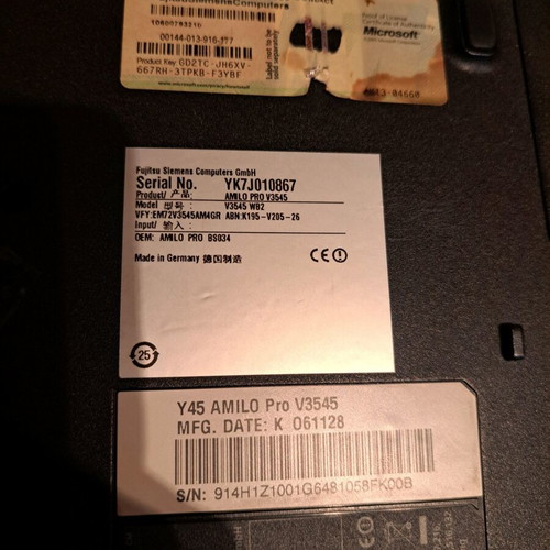 Fujitsu Siemens Amilo Pro 15.4" used laptop with charger and battery