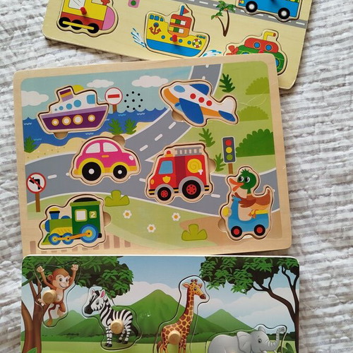 Wooden Puzzle Set of 3 with Sounds, Like New