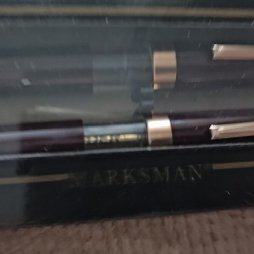 Marksman pen and ballpoint set with Schneider refill in original case