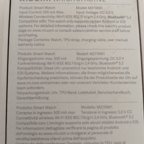 Xiaomi Watch S1Active like new with original charger and box