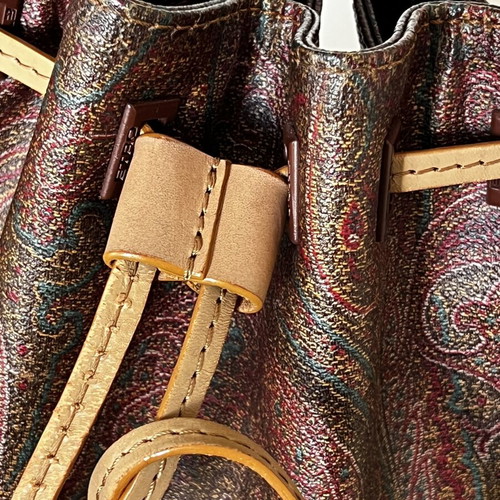 Etro Paisley Print Bucket Bag used, shoulder, brown