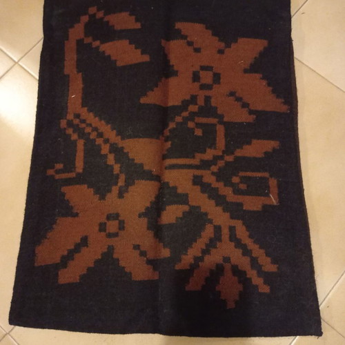 Woven pillowcases used, pack of 2, pure wool brown with flower