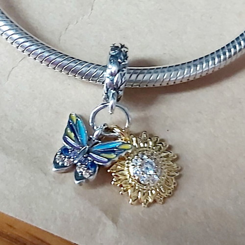 Silver 925 charm Spring new, colorful enamel and crystals