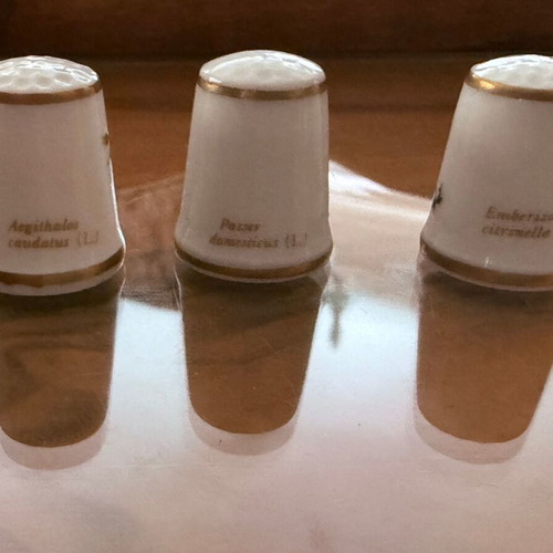 Porcelain thimbles collection with handpainted birds, Greek Collectors Circle