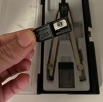 Compass used with box, sharpener, and replacement tips