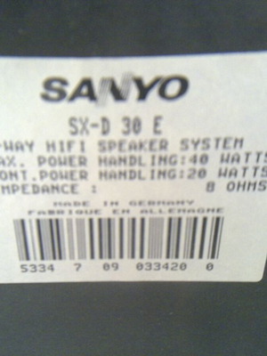 Ηχεία ζεύγος Sanyo επιδαπέδια 40 Watt σαν καινούργιο
