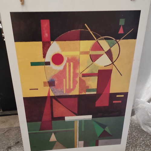 Abstract art poster frame used, mounted on plywood